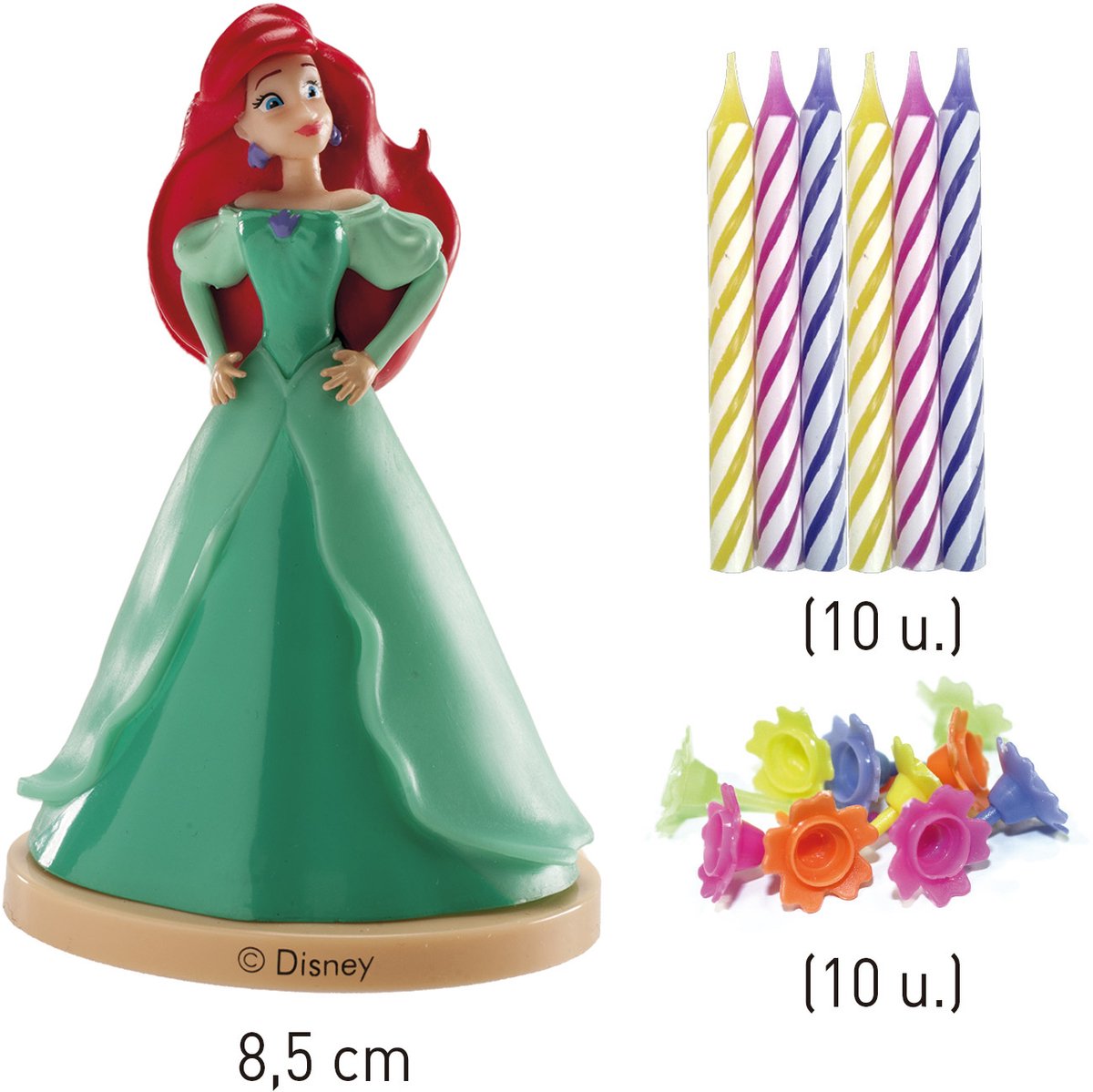 Dekora Disney Ariel Cake Topper with Candles pk/10