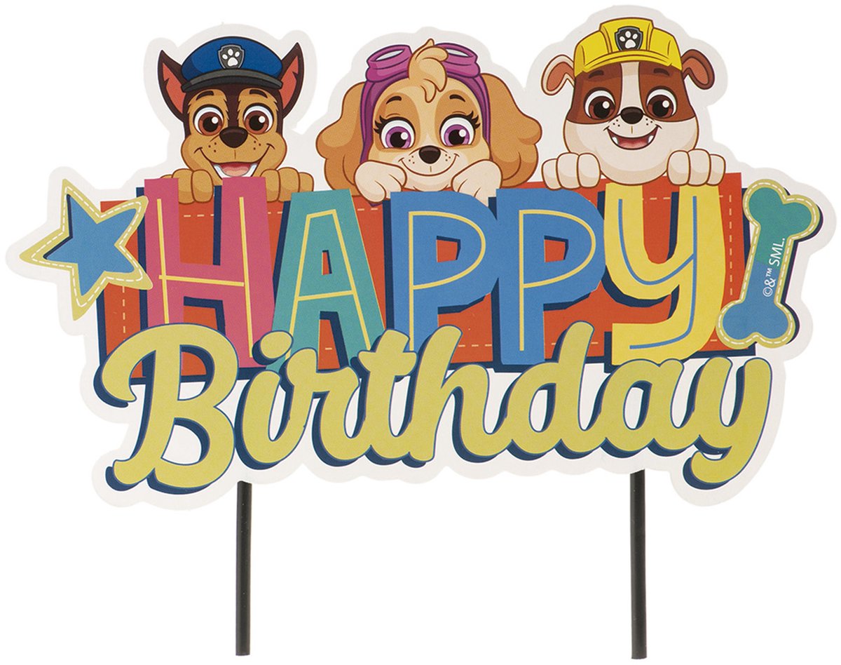 Dekora Paw Patrol Happy Birthday Cake Topper 17 x 15 cm