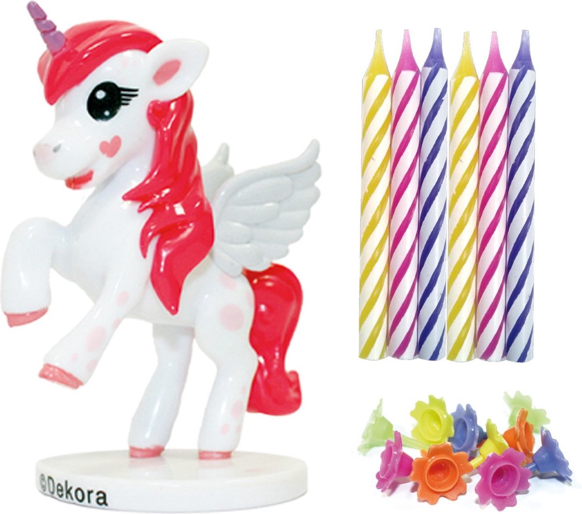 Dekora Unicorn Cake Topper & Candles pk/10