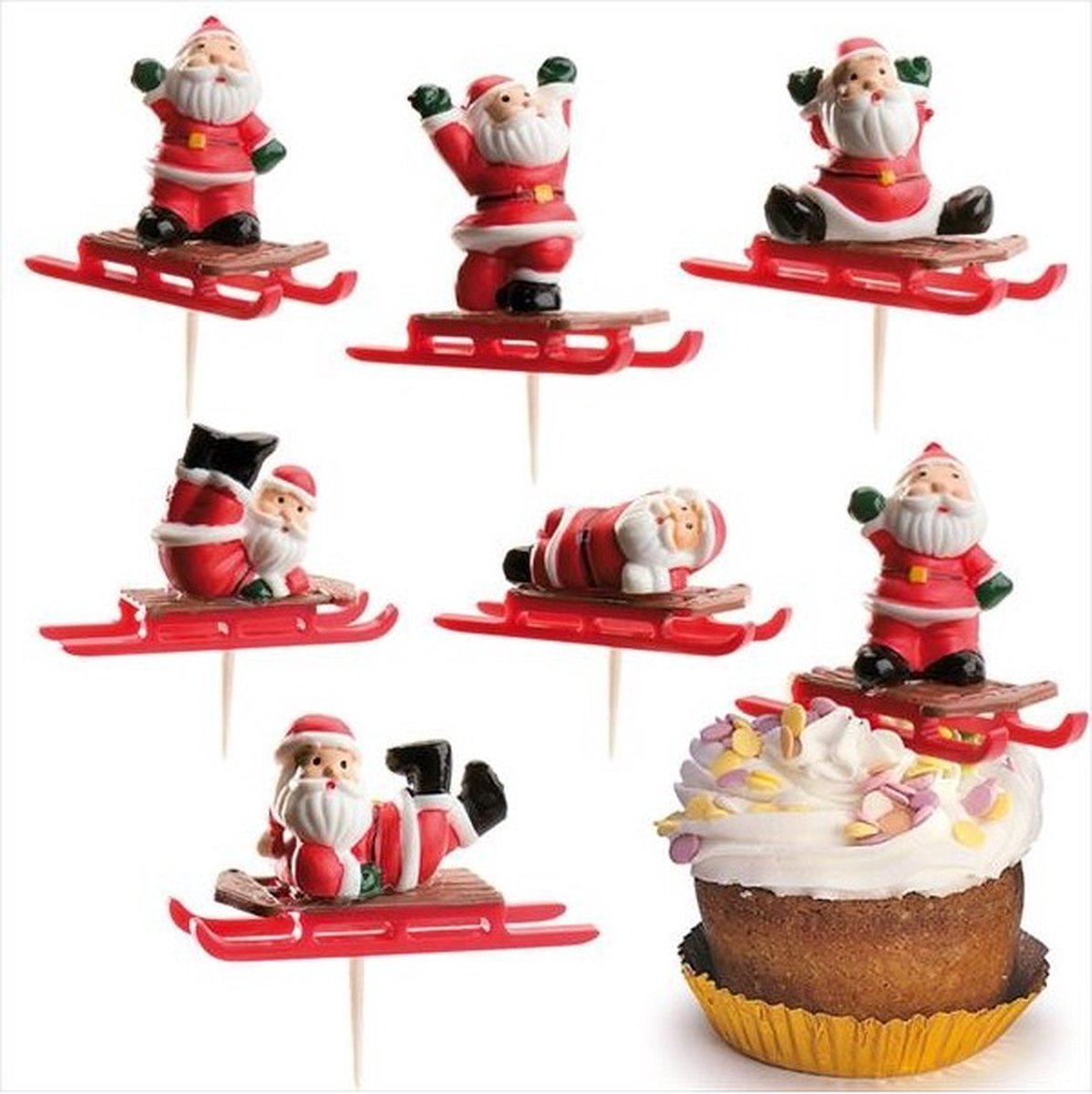 Taart / Cupcake toppers - Kerstmis / Kerstman set/3