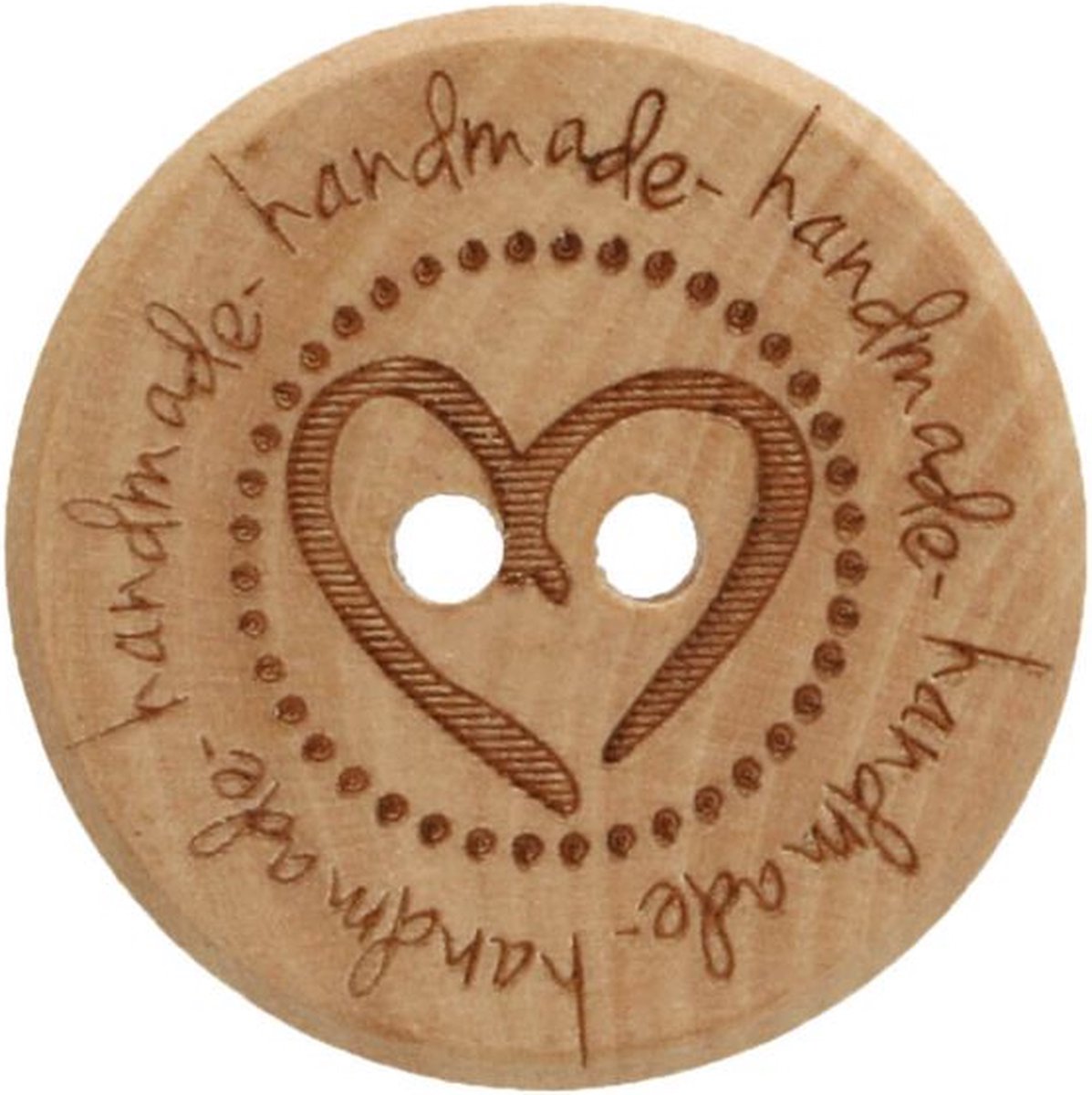 KNOOP HOUT MET HART MET TEKST HANDMADE 20MM