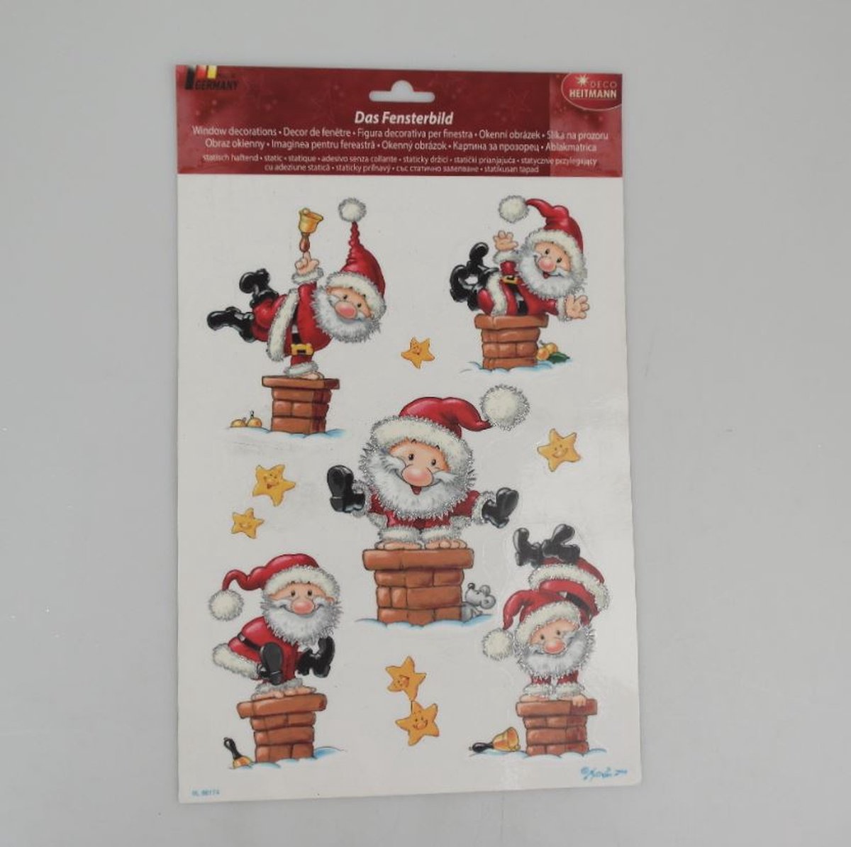 deco heitman vel met kerst raam glitter stickers 5 x kerstman schoorsteen 4 x schoorsteen meerdere keren te gebruiken