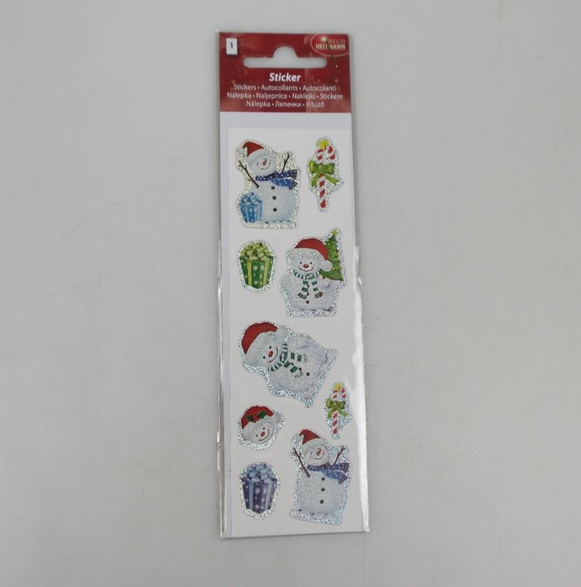 deco heitmann kerststickers glitter sneeuwpop pakketje decoratie kerst versiering 9 stickers per vel
