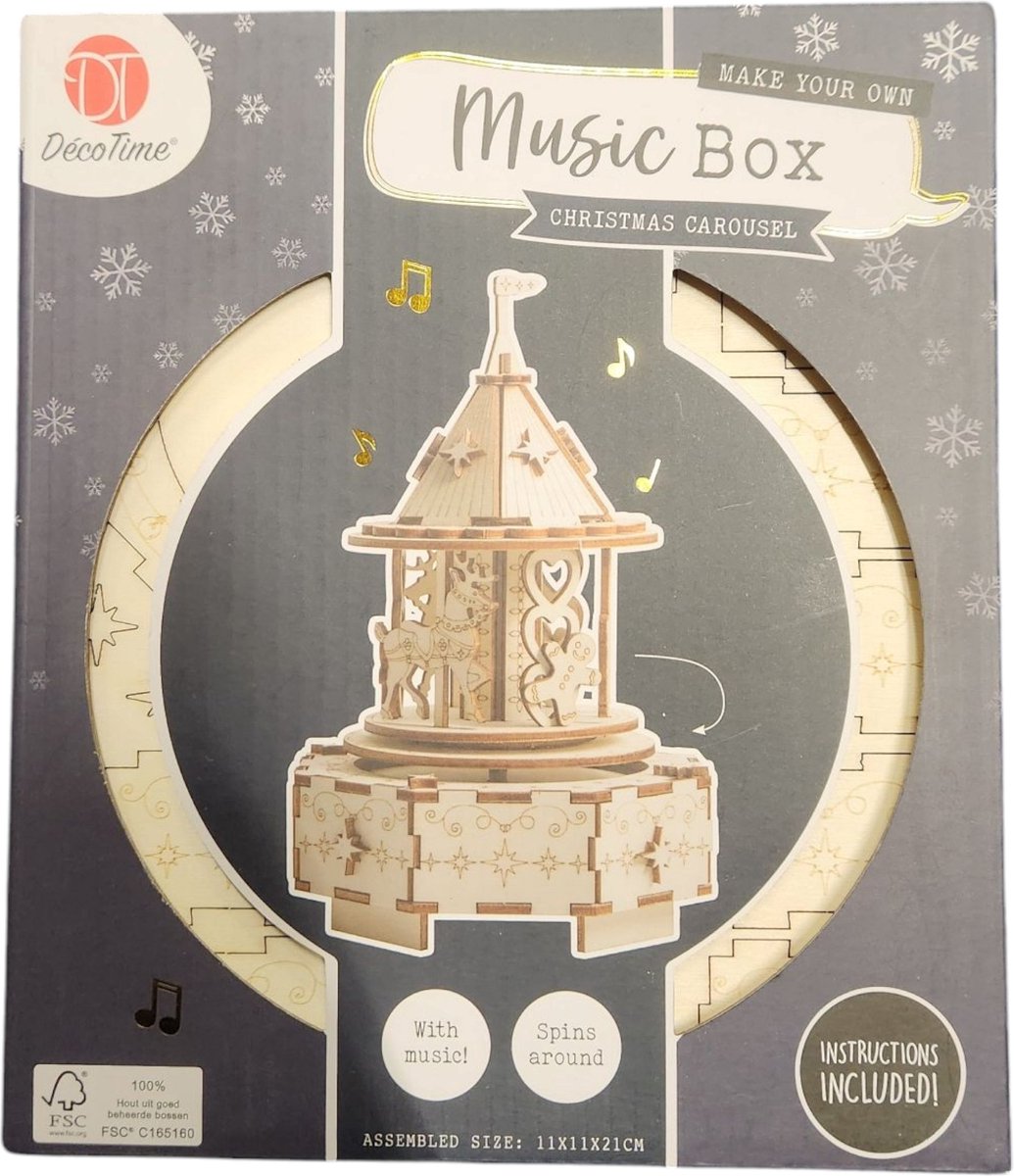 Deco Time - Muziekdoos - Kerst - Hert - Forest deer - Maak je eigen muziekdoos - Music Box
