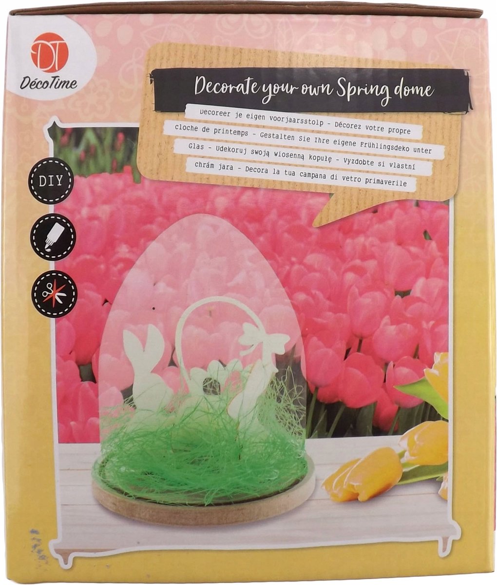 PAASKOEPEL STAANDE DECORATIE MET EEN PATROON: TWEE KONIJNEN MET MANDJE