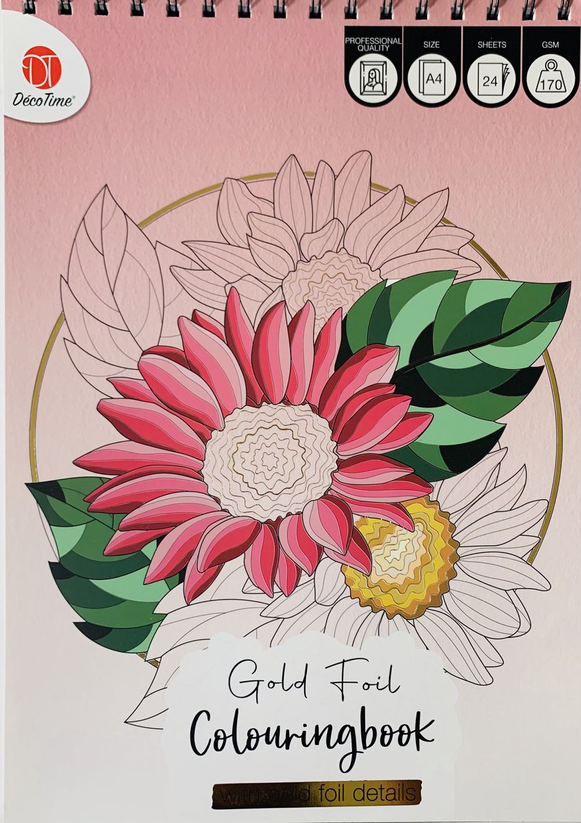 Kleurboek voor volwassenen - Bloemen - Gouden folie kleurboek - Kleurboek voor volwassen - Kleuren voor volwassenen