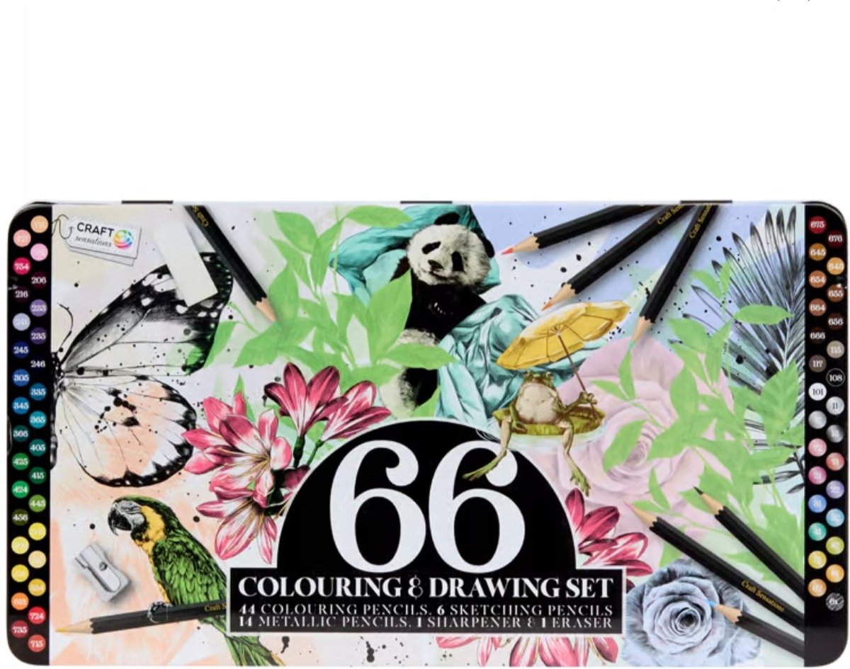 Potloden - Set van 66 - Luxe doos - met Puntenslijper en Gum - Aquarelpotloden - Hobby - Tekenen - Kleuren - Craft