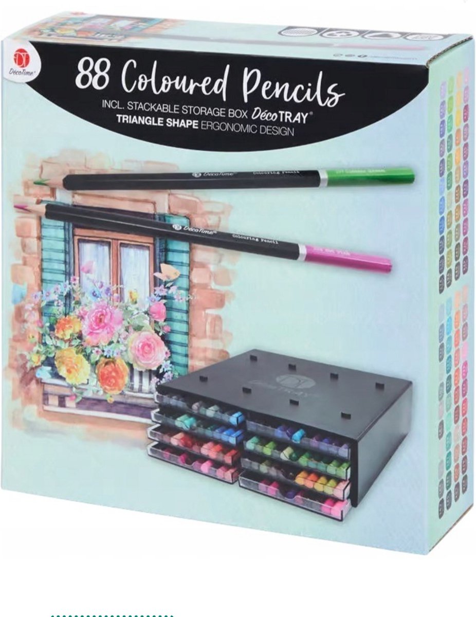 Potloden - Set van 88 - Luxe doos - Aquarelpotloden - Hobby - Tekenen - Kleuren - Decotime