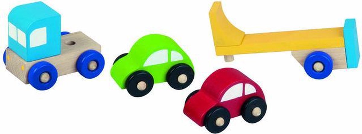 Detoa Autos Truck And Cars Junior 14 Cm Hout 4-delig
