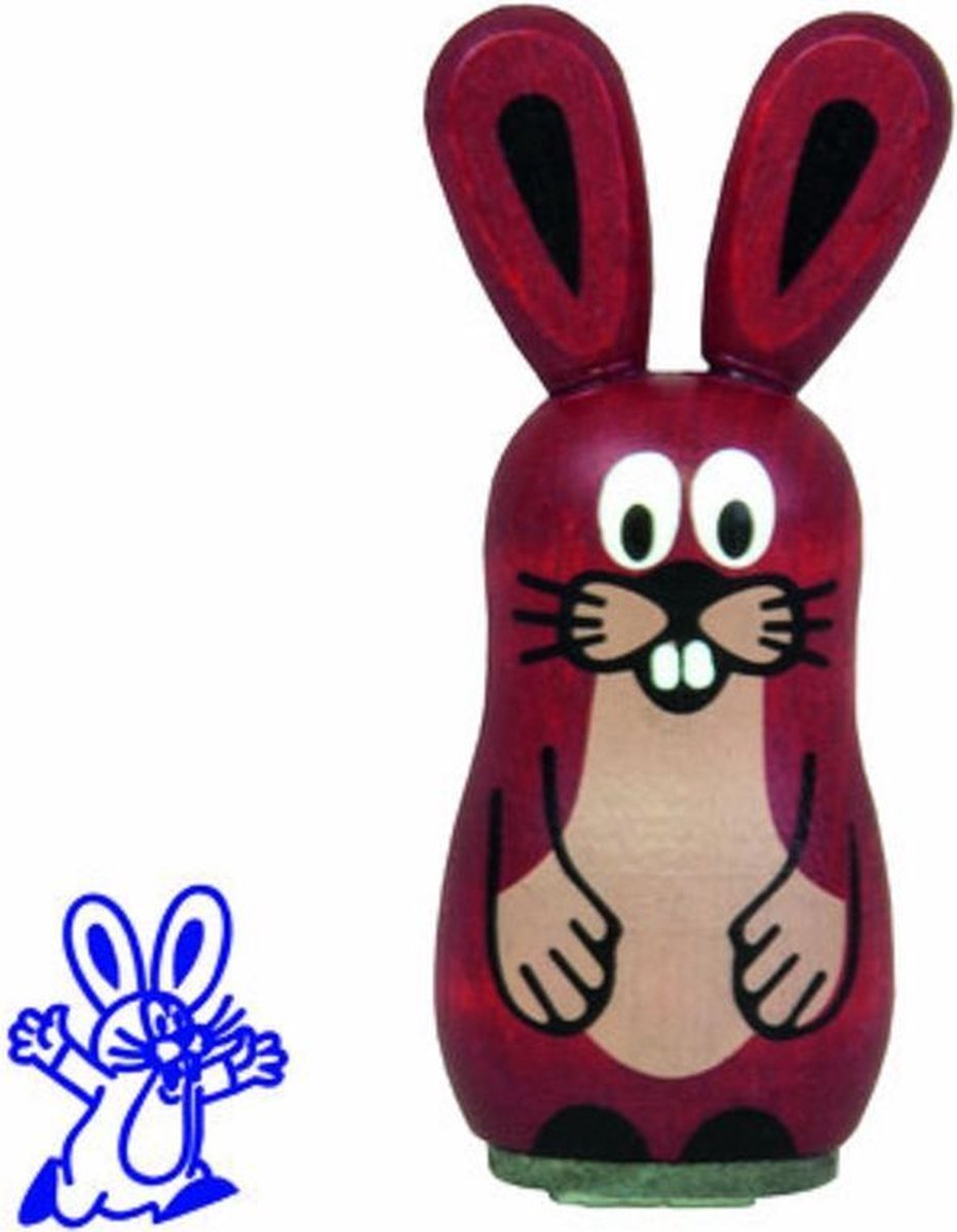 Detoa Stempel Springende Haas 5 Cm Hout Roodbruin