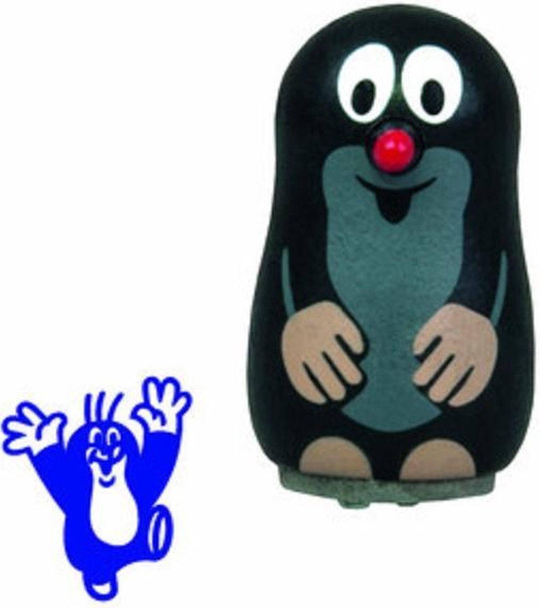 Detoa Stempel Springende Mol 3,5 Cm Hout Zwart/rood