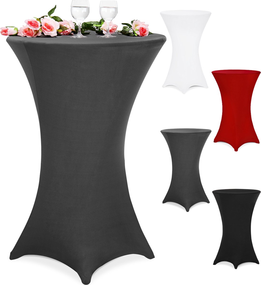 Deuba Statafelrok Tafelkleed Stretch 30°C Wasbaar Ø 60 cm Wit