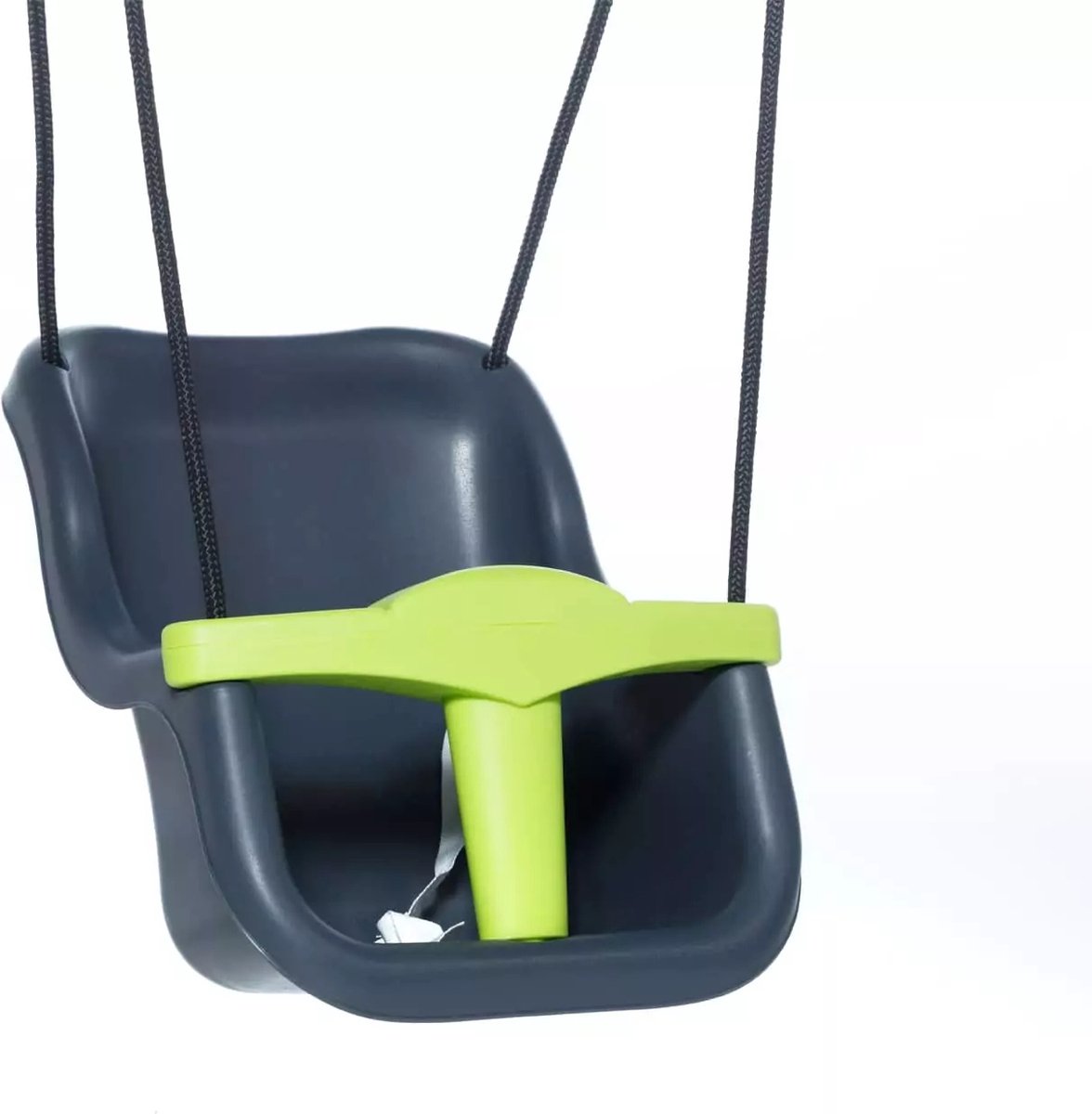 Kunststof Babyzitje Luxe Antraciet/Limegroen - Zwart Gevlochten Touw