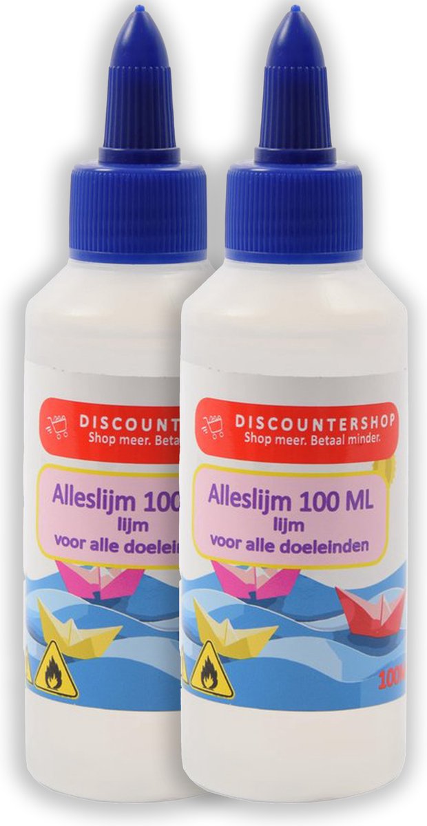 Hobbylijm universeel Alleslijm 100ML per tube - 2 stuks lijm voor kinderen voor volwassen - Lijm voor papier - Lijm voor karton - Lijm voor textiel - Lijm voor piepschuim.