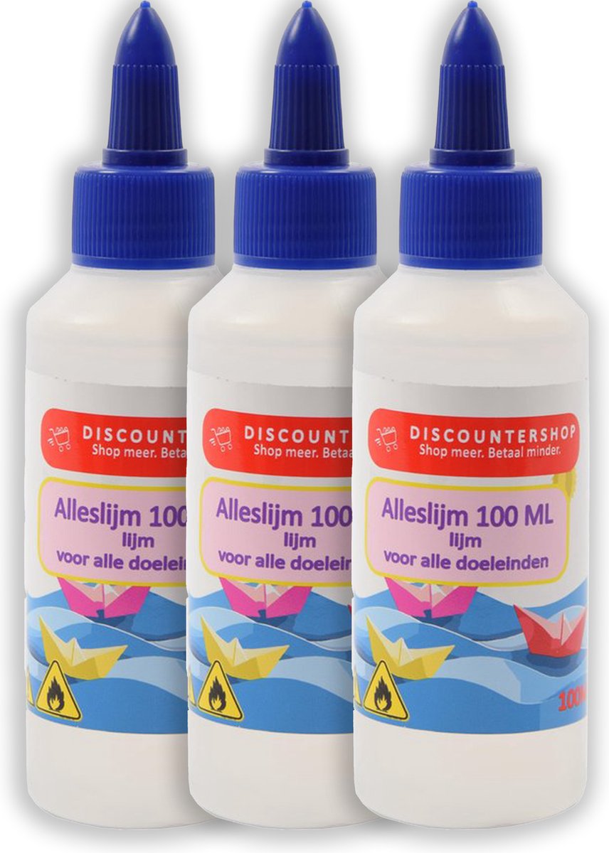 Hobbylijm universeel Alleslijm 100ML per tube - 3 stuks lijm voor kinderen voor volwassen - Lijm voor papier - Lijm voor karton - Lijm voor textiel - Lijm voor piepschuim.