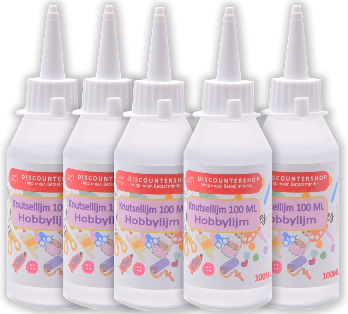 Knutsellijm 500ml 5 stuks 100ml - Knutsellijm - Lijm - All purpose glue - Glue - Kinderlijm - Knutselen - Goedkope knutsellijm -