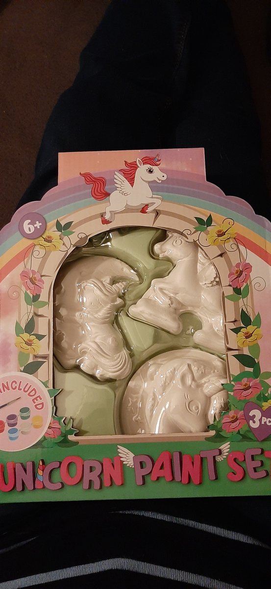 Unicorn- 3 × gipsbeeldjes- verfset
