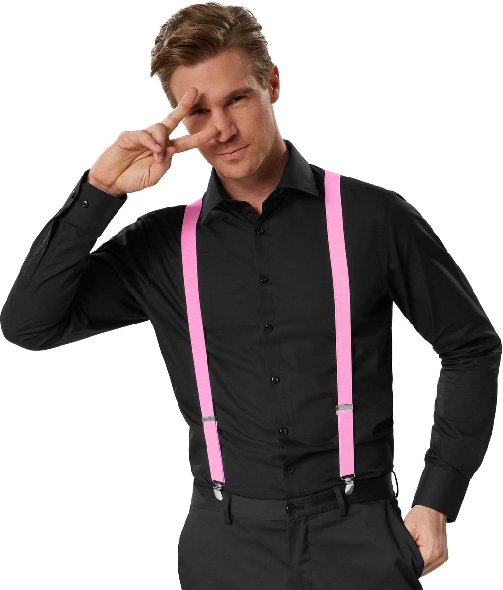 dressforfun - eenkleurige bretels - roze - Verkleedkleding carnaval - Halloween -Verkleden - Feestkleding - Carnavalskleding - Feest - Partykleding