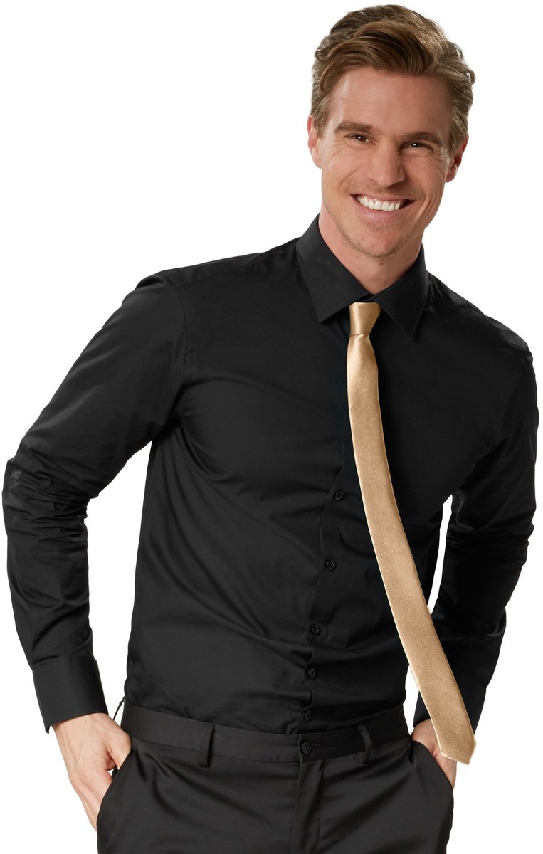 dressforfun - eenkleurige stropdas - goud - Verkleedkleding carnaval - Halloween -Verkleden - Feestkleding - Carnavalskleding - Feest - Partykleding