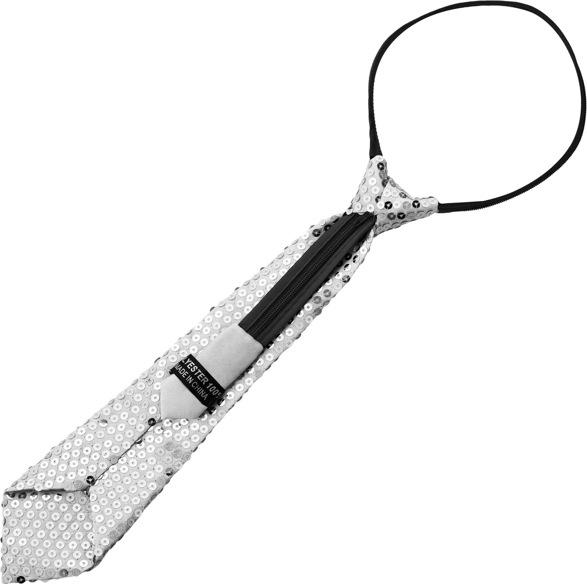 dressforfun - pailletten-stropdas - zilver - Verkleedkleding carnaval - Halloween -Verkleden - Feestkleding - Carnavalskleding - Feest - Partykleding