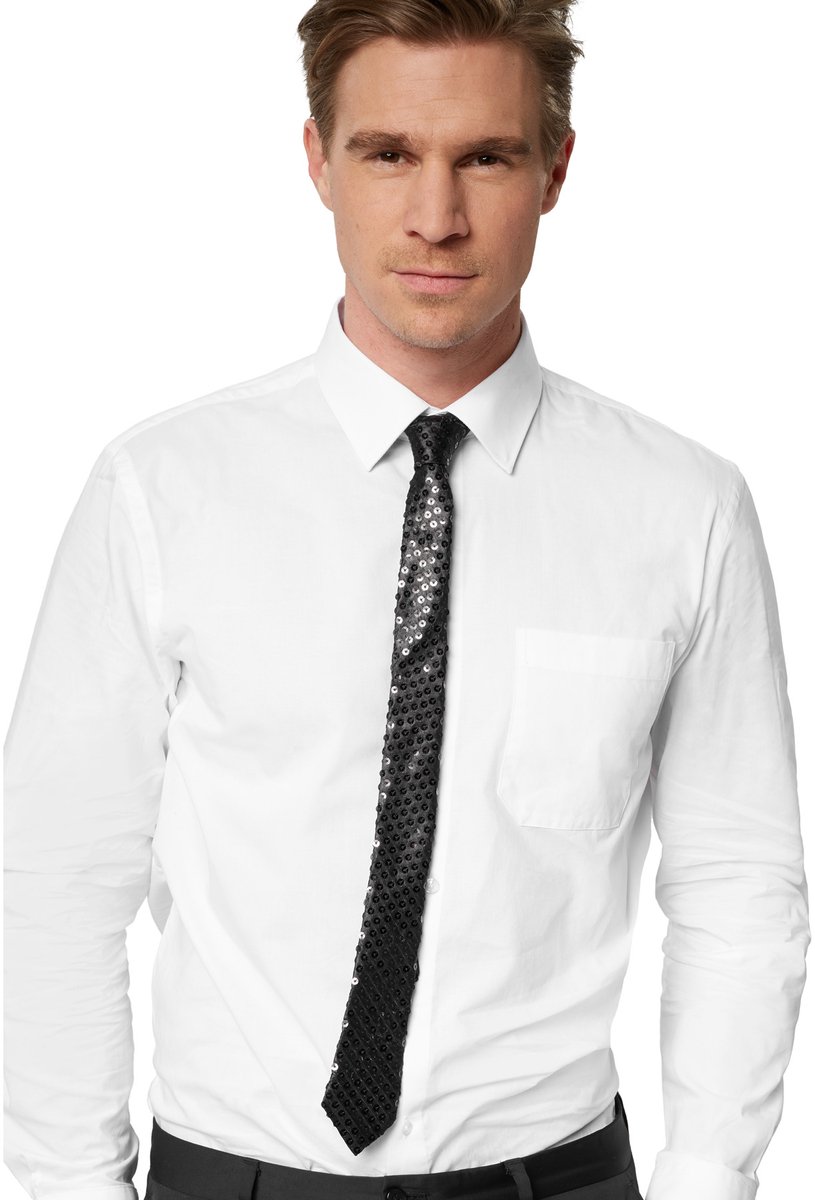 dressforfun - pailletten-stropdas - zwart - Verkleedkleding carnaval - Halloween -Verkleden - Feestkleding - Carnavalskleding - Feest - Partykleding