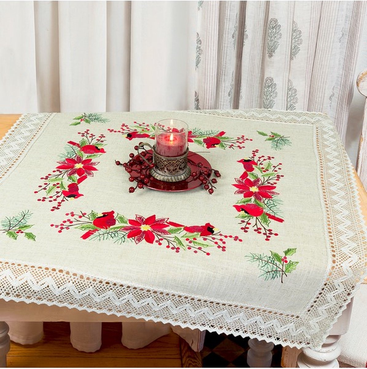 Kussenovertrek met Kerstster om te borduren