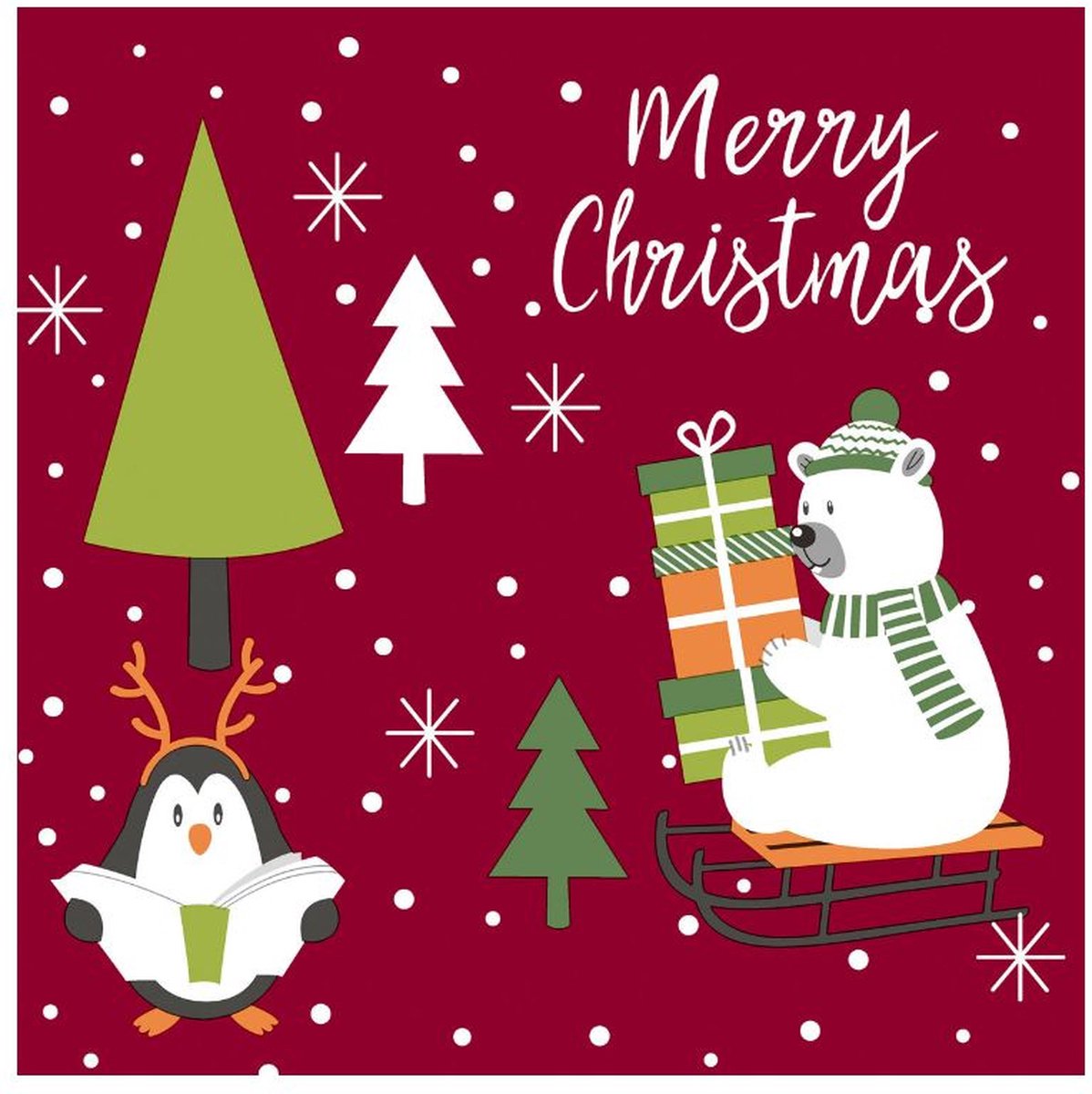 Duni Servetten Xmas Time 3-laags 33 Cm Papier Rood 20 Stuks