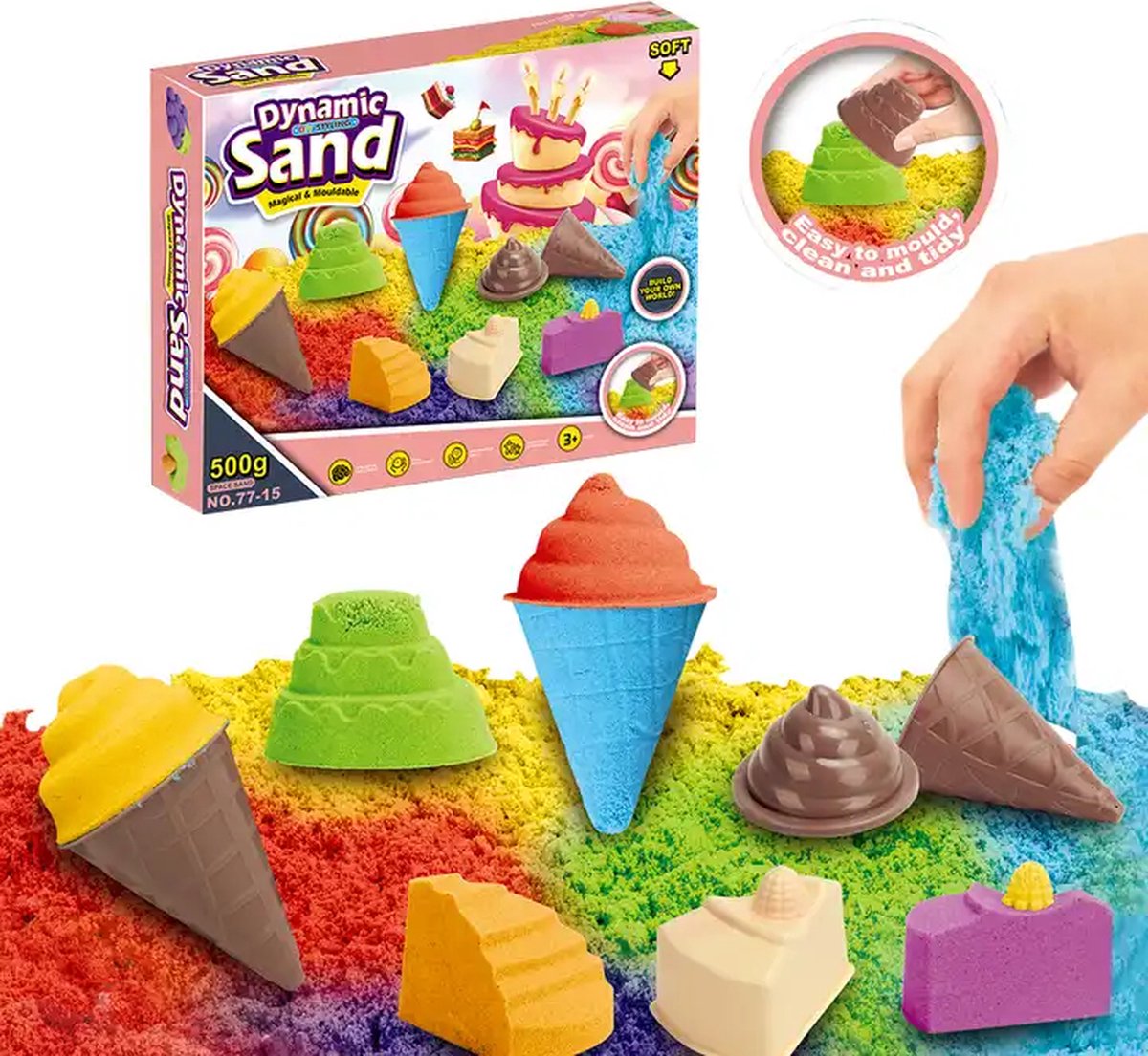 Dynamic Sand - Speelzand -   3+ Jaar - Ijsjes en Taartjes - 500 GRAM
