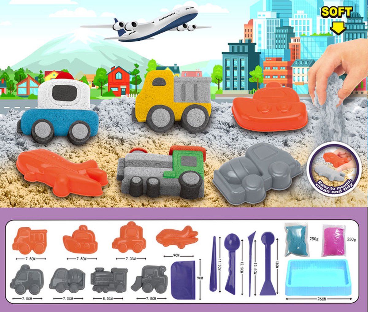 Dynamic Sand -   - Sand - Knutselen voor kinderen - Speelgoed vanaf 3 jaar - Voertuigen - 500 Gram
