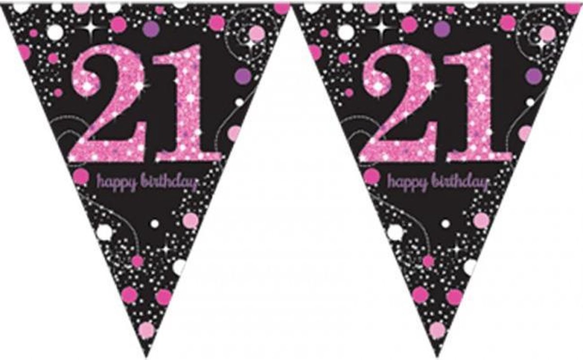 Vlaggenlijn 21 Sparkling celebrations roze 4 meter
