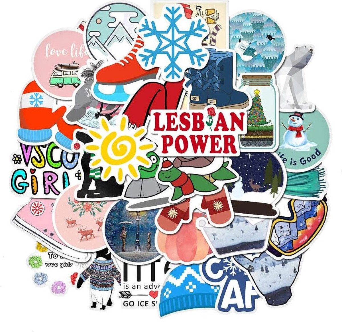 50x Stickers en Decals - VSCO Winter