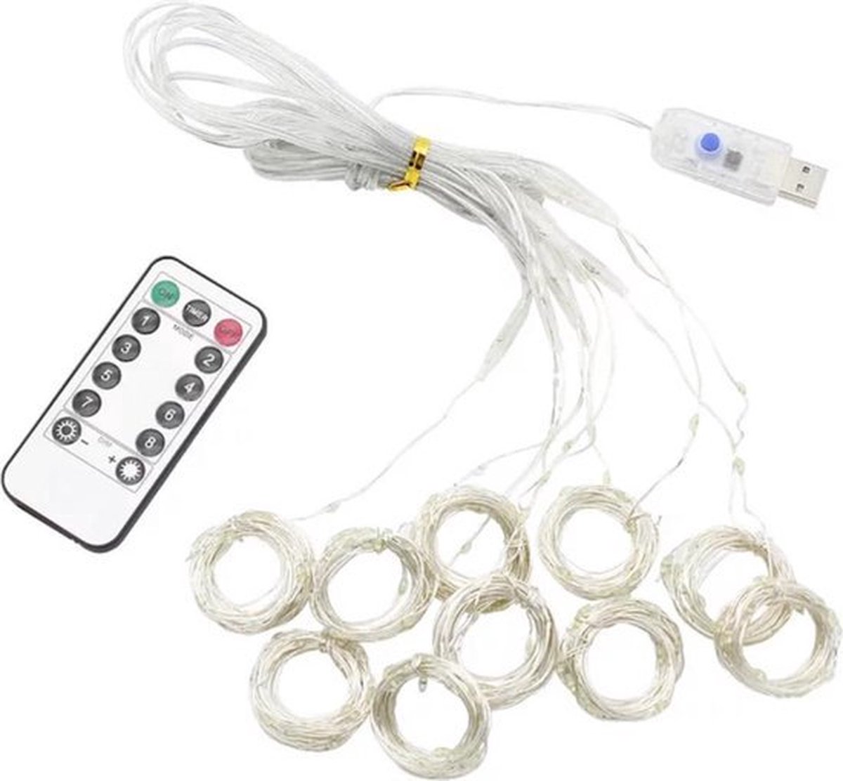 LED-gordijn met USB-voeding - warm licht