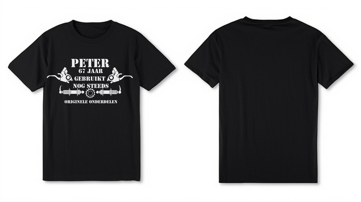 Gepersonaliseerd T-shirt-NAAM EN LEEFTIJD-Originele onderdelen-Verjaardagscadeau voor Mannen-T-shirt voor HEM-Gepersonaliseerde bedrukking-Fiets en auto-enthousiastelingen-grappig t-shirt-maat XL-zwart t-shirt