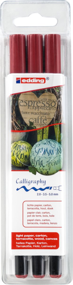 Edding - Kalligrafeer marker e-1255 - karmijn set (3 stiften)