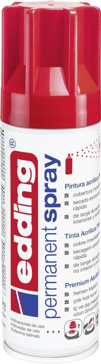 Edding 5200 Permanent Spray Premium Acrylverf Verkeersrood Glanzend Ral 3020