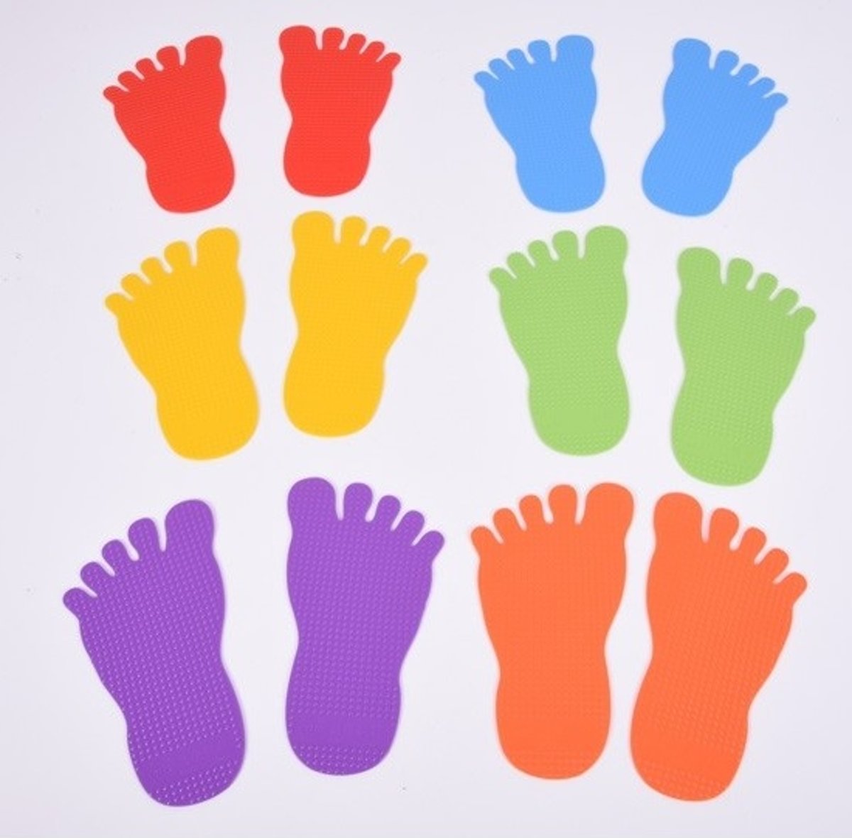 6 paar gekleurde, zintuigelijke voetsporen