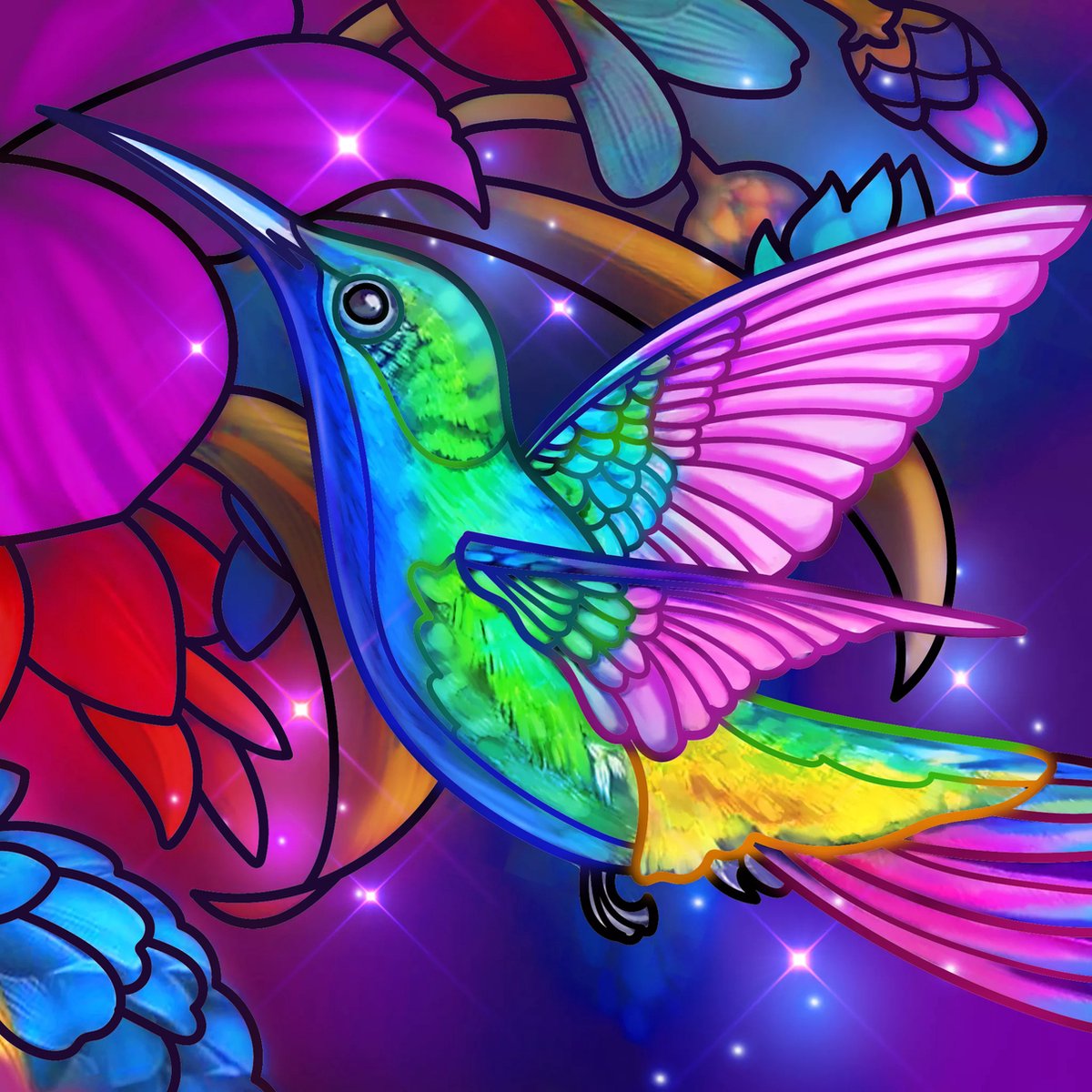 Diamond Painting Kleurijke  vogel 50 x 50 ronde steentjes