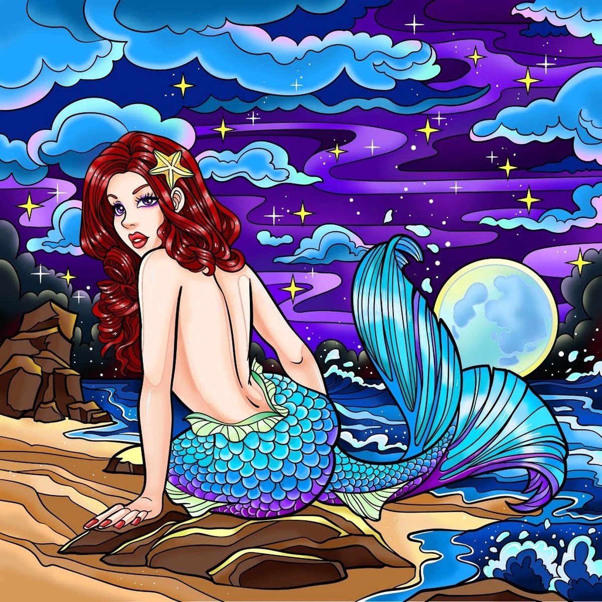 Diamond Painting Zeemeermin 50 x 50 ronde steentjes