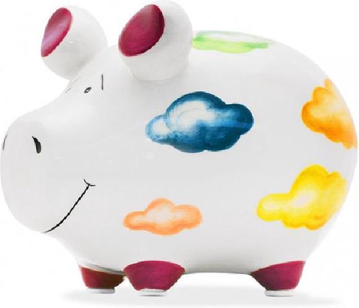   spaarvarken wit met vrolijke wolkenprint