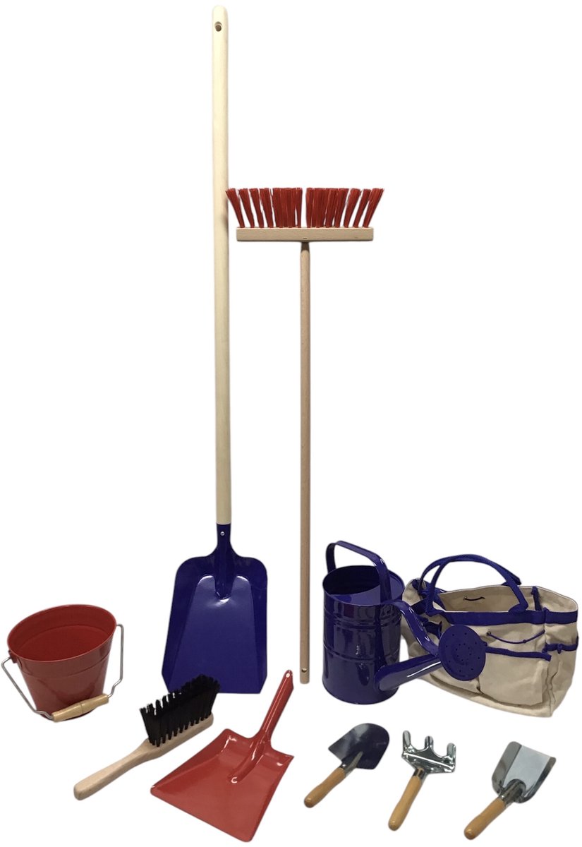 kinder Tuin gereedschap - schep - Bezem - gieter - emmer - stoffer/blik en handgereedschap zandbak