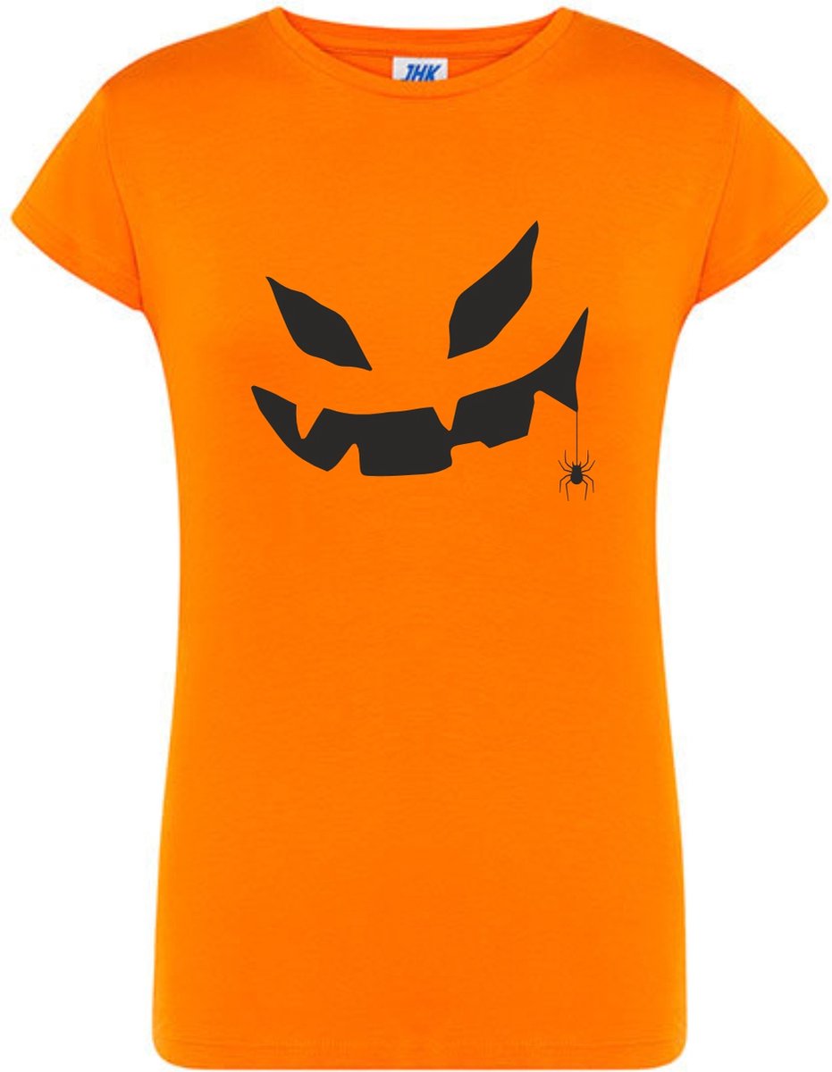 DAMES T-SHIRT HALLOWEEN ORANJE - LARGE