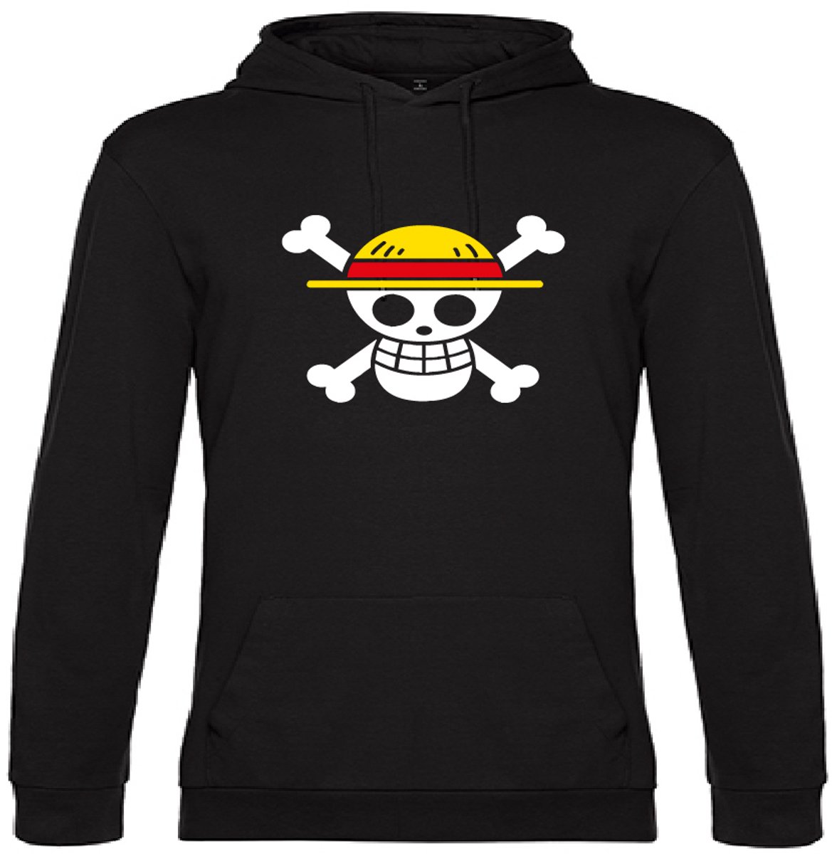 Eizook Zwarte Hoodie One Piece Straw Hat Jolly Roger - XXLarge