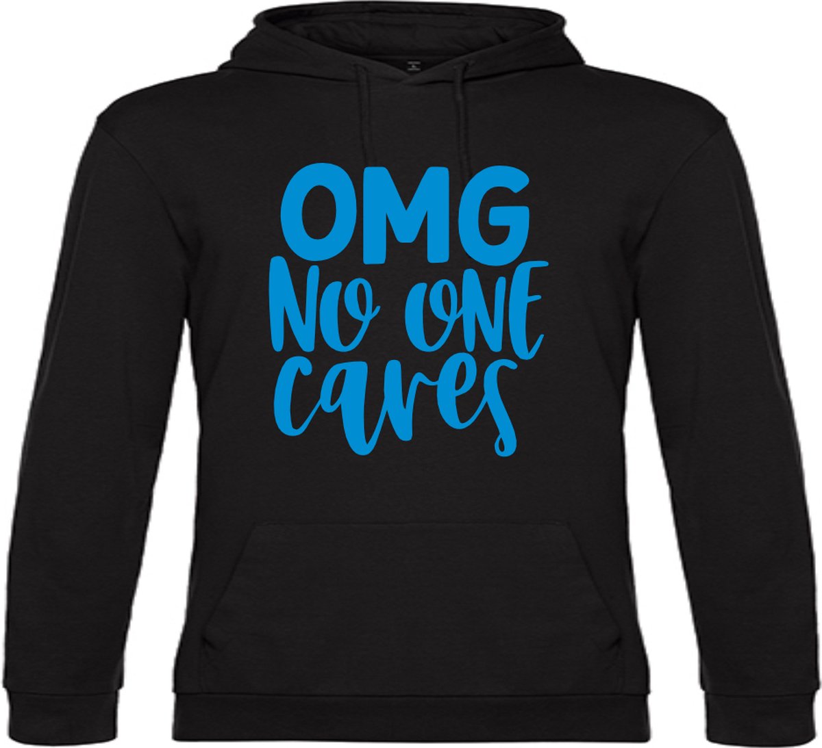 Hoodie OMG No One Cares BLAUW SMALL UNISEX - Specialties by EIZOOK