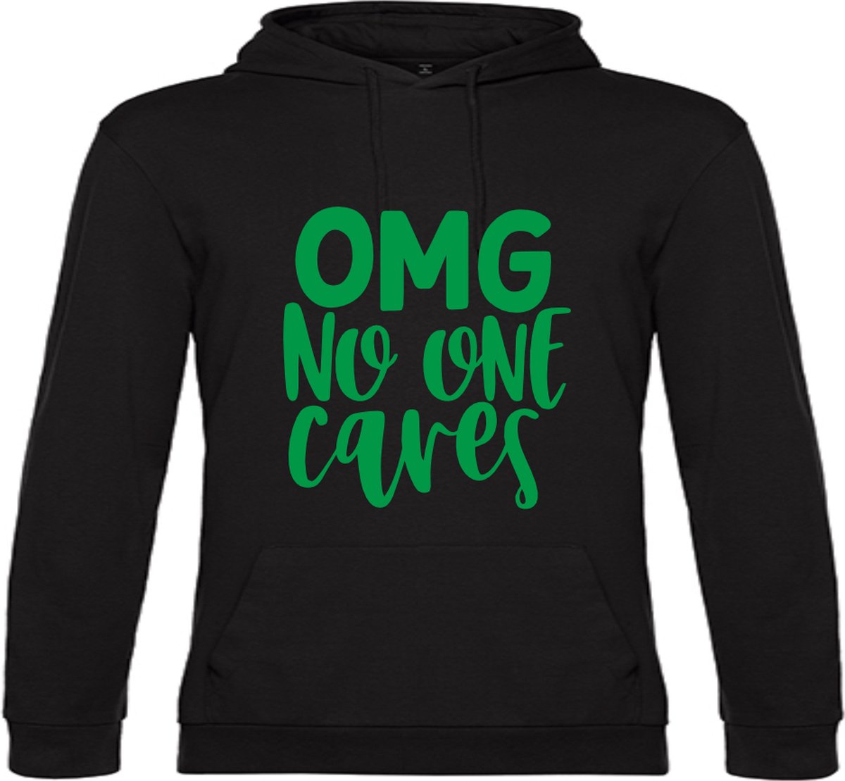 Hoodie OMG No One Cares GROEN XLarge UNISEX - Specialties by EIZOOK