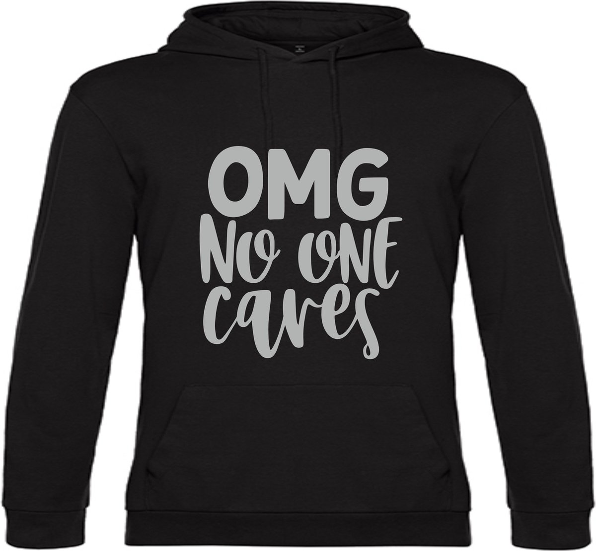 Hoodie OMG No One Cares Zilver SMALL UNISEX - Specialties by EIZOOK
