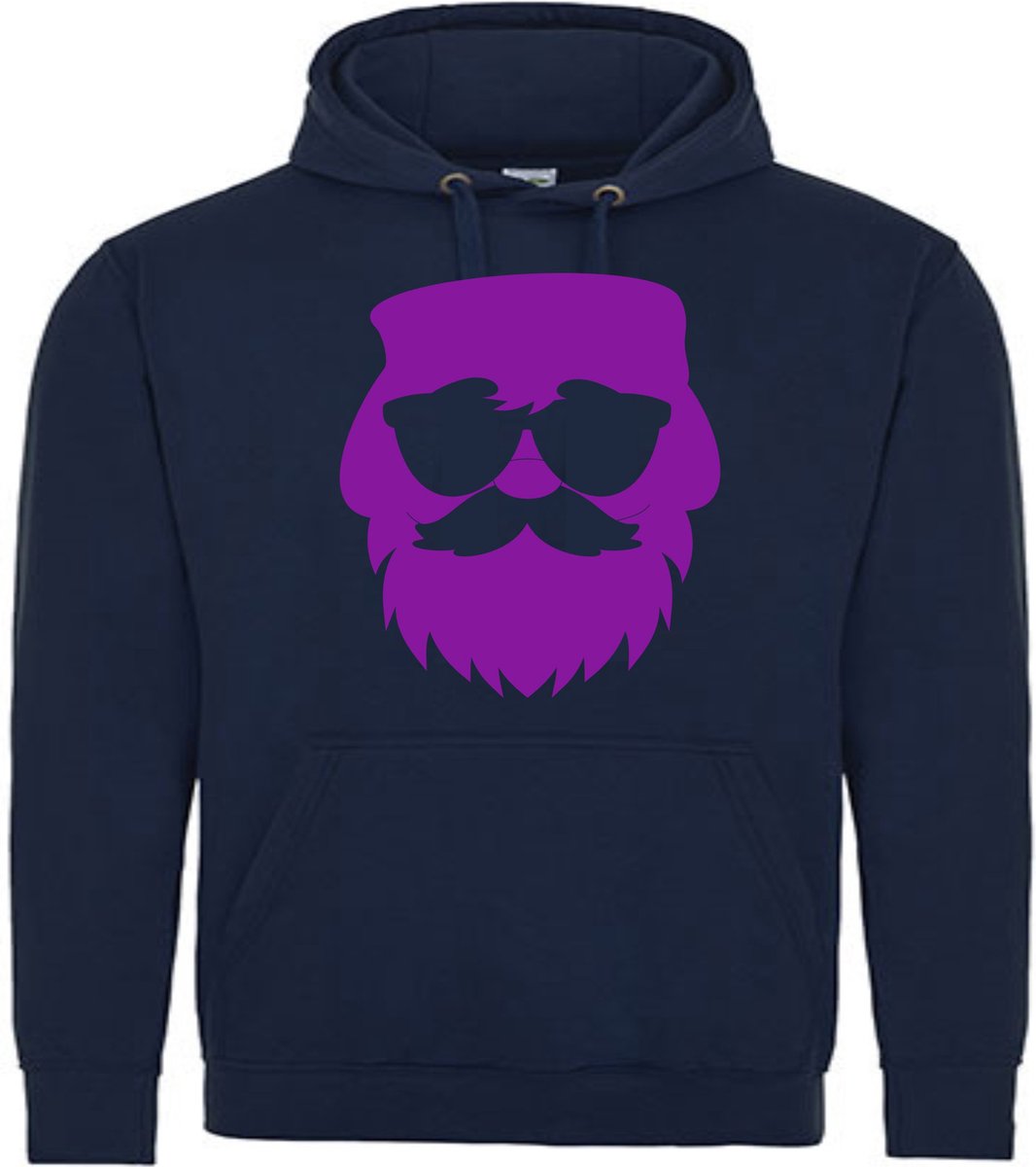 Navy Blauw Kerst Hoodie Kerstman Santa Berry Paars Large