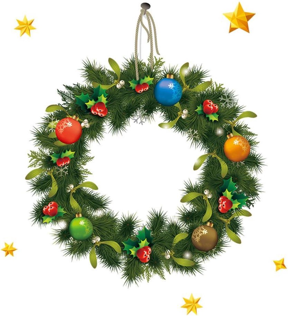 Raam Deur sticker Kerstkrans - Herbruikbaar - Kerstmis