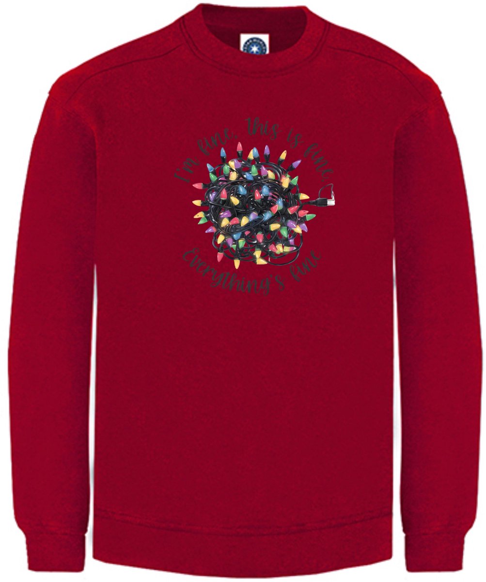 Rode Kersttrui - Kerst Sweater I AM FINE - EVERYTHING IS FINE Medium Specialties By Eizook