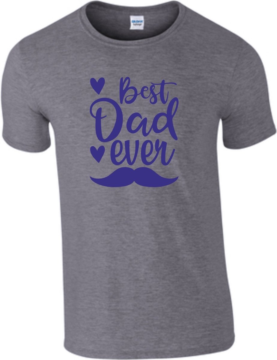 TSHIRT VERJAARDAG VADERDAG GEBOORTE BEST DAD EVER MEDIUM GRIJS BLAUW