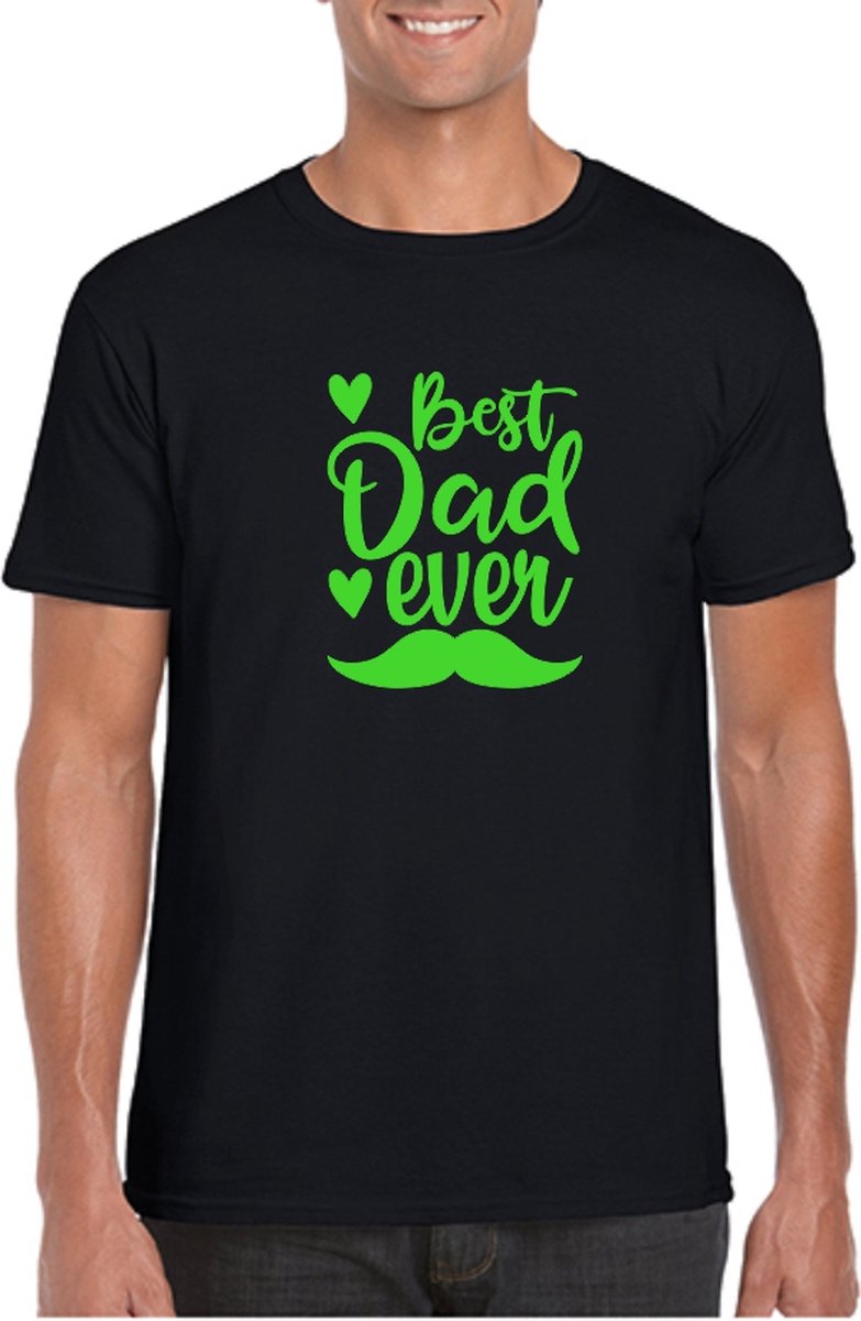 TSHIRT VERJAARDAG VADERDAG GEBOORTE BEST DAD EVER MEDIUM ZWART GROEN
